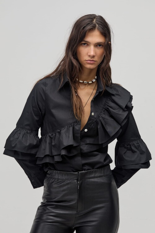 Camisa Mambo en Algodón Negro