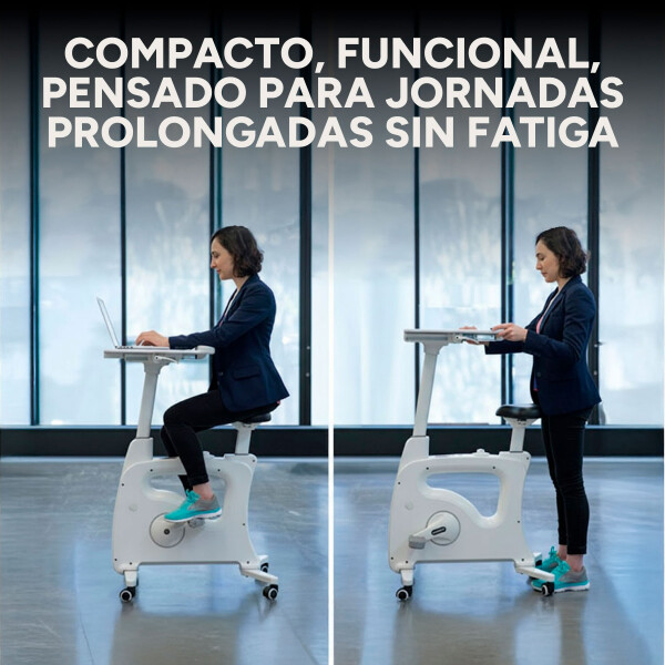 Bicicleta Fija Escritorio Integrado Hybridesk HYBRIBIKE Pro Color Blanco