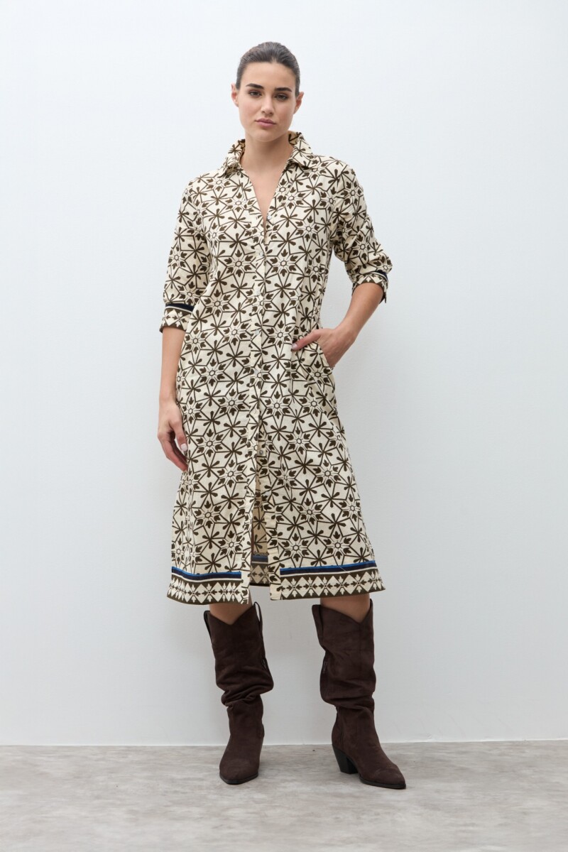 Vestido camisero estampa Jade verde oliva