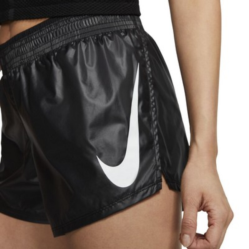 NIKE W NK SHORT SWSH RUN BLACK/BLACK/(WHITE) Negro