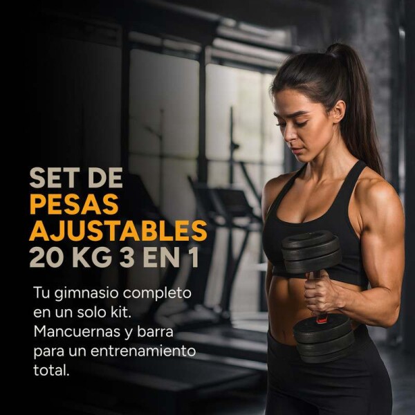 Kit 20 Kg Barra + Pesas + Mancuerna Entrenamiento Disco Forrado Kit 20 Kg Barra + Pesas + Mancuerna Entrenamiento Disco Forrado
