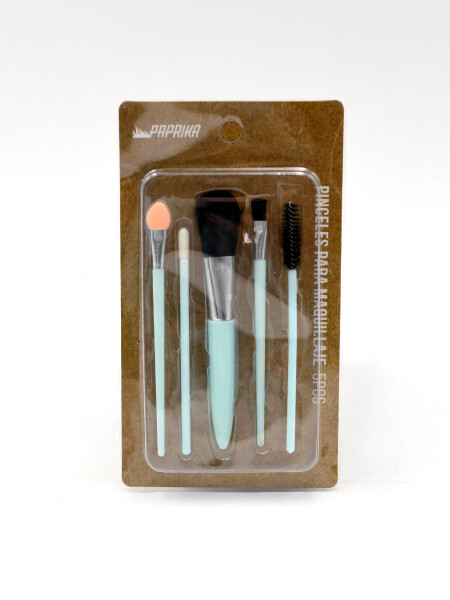 PINCELES PARA MAQUILLAJE 5 PCS SET VERDE CLARO