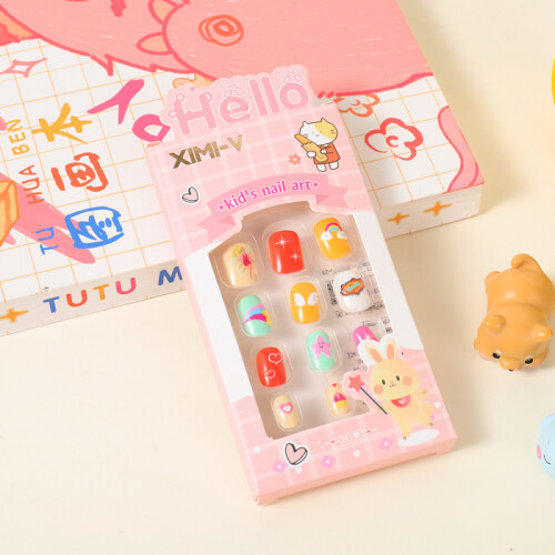 Uñas Postizas Infantiles - Coloridas - 12 Piezas #10 Uñas Postizas Infantiles - Coloridas - 12 Piezas #10