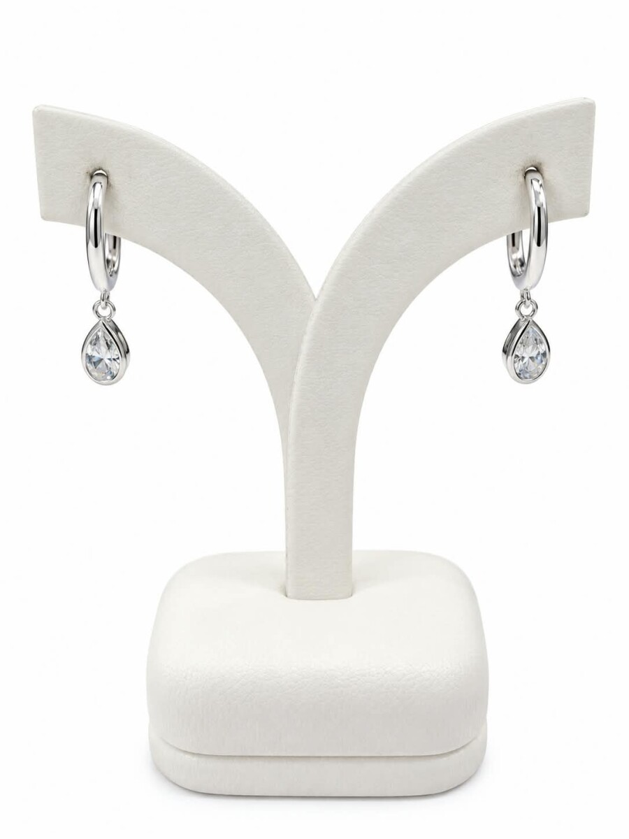 Caravanas aros con zirconia gota pendiente 
