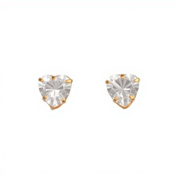 Caravanas Corazón Zirconia de oro- Oro bajo - Zirconia - CA8107 conpiedra
