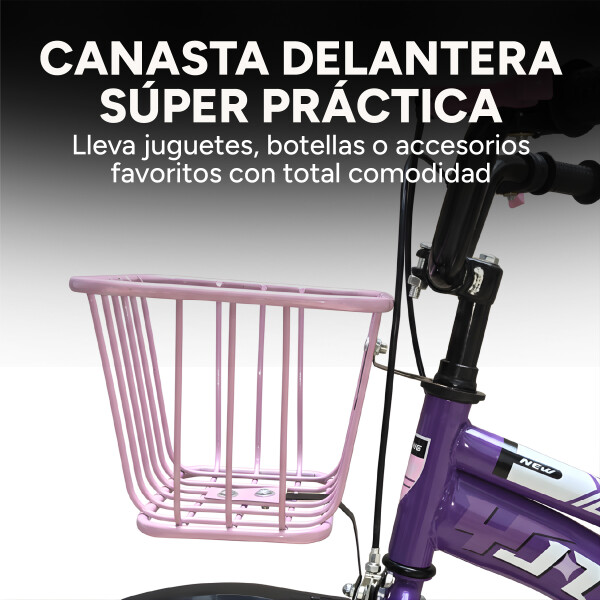Bicicleta Infantil Yjtong Rod 12 Canasto Parrilla Rueditas Rosa 1
