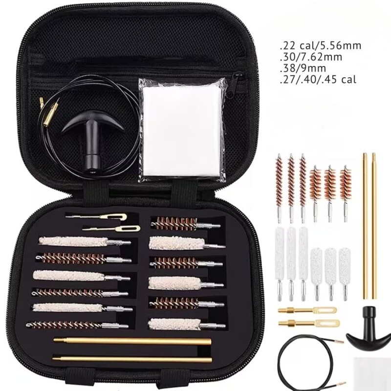 Kit Limpieza Armas 19 en 1 Universal Cepillos Bronce + Varillas + Parches + Estuche Kit Limpieza Armas 19 en 1 Universal Cepillos Bronce + Varillas + Parches + Estuche