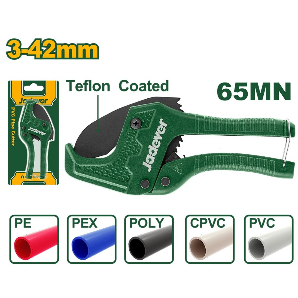 Tijera Corta Tubos 3-42mm 65MN PE, PEX, POLY, CPVC 