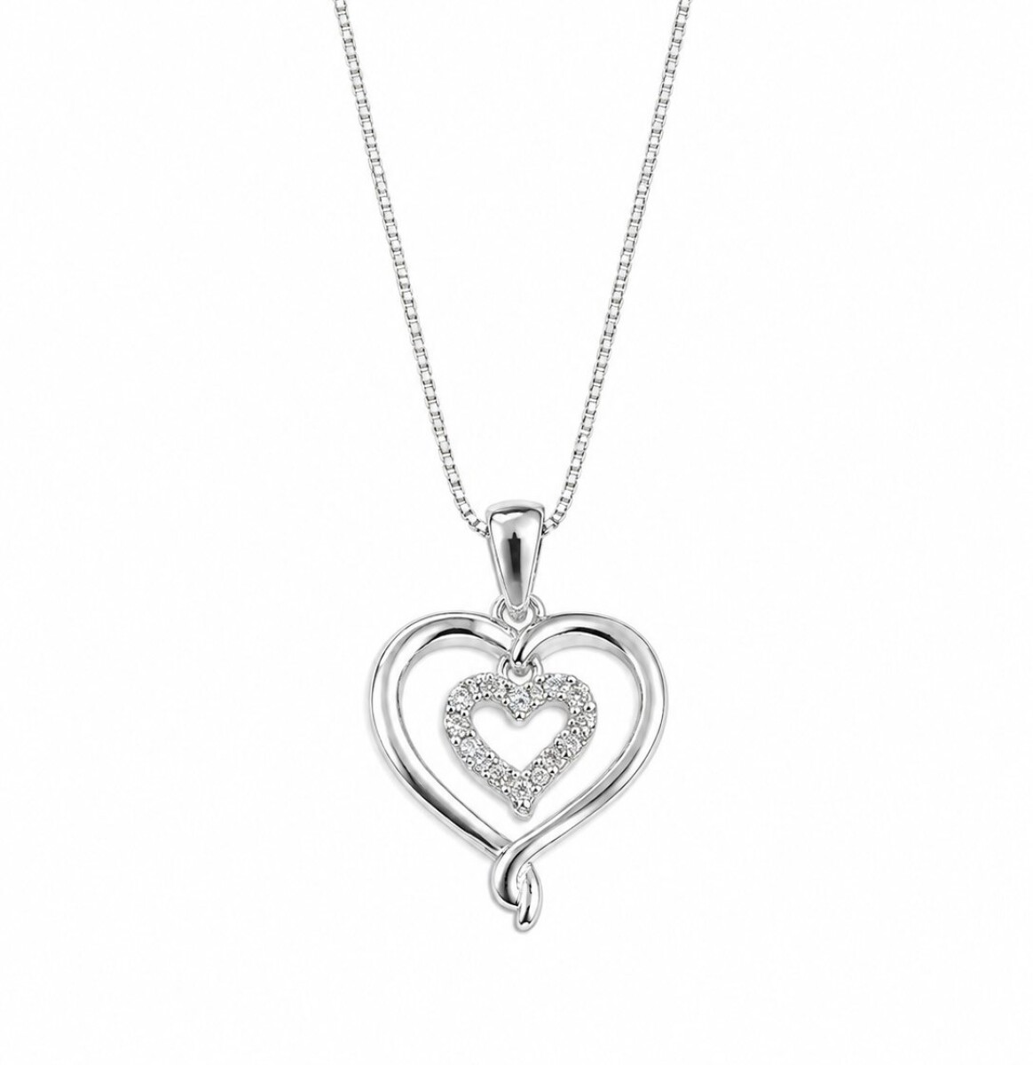 Conjunto cadena y colgante dos corazones 
