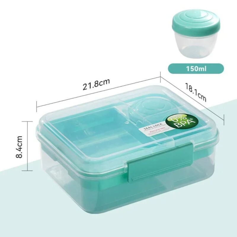 Vianda Recipiente Comida Almuerzo Libre Bpa 1,6lts Division Color Verde