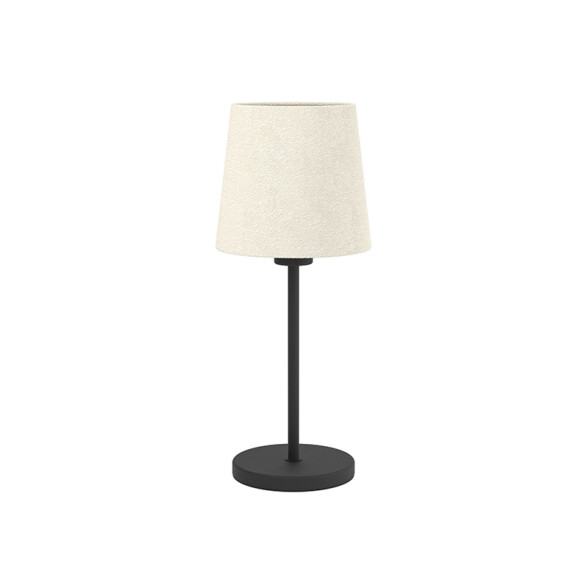 Lámpara de mesa E27 acero negro y pant tela blanca EG6020