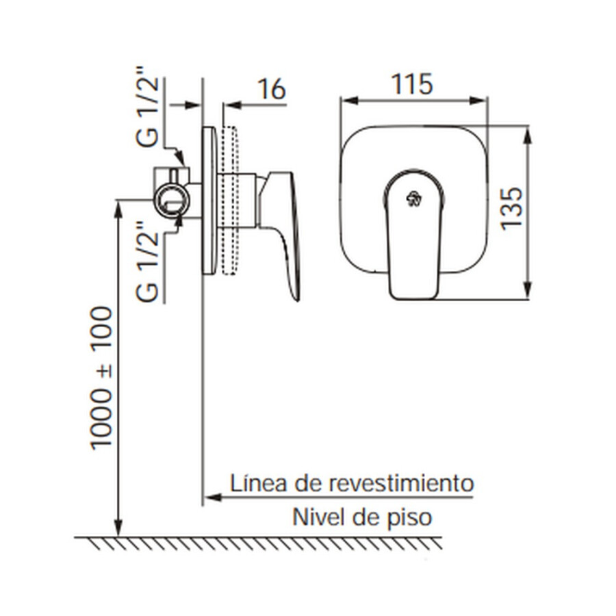 Grifería de Ducha Monocomando Empotrada sin Transferencia Línea Jana Grifería de Ducha Monocomando Empotrada sin Transferencia Línea Jana