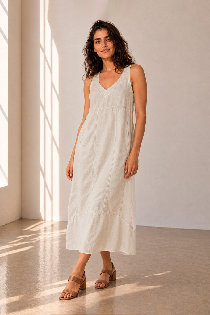 VESTIDO LINO VIVI BEIGE