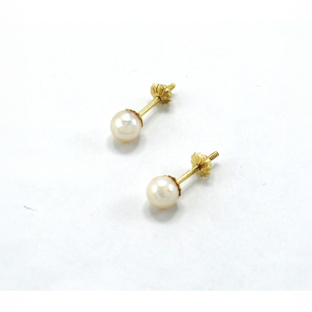 5 mm Caravanas en Oro 18 K Y Perlas. Peso 1 Grs 5 mm Caravanas en Oro 18 K Y Perlas. Peso 1 Grs