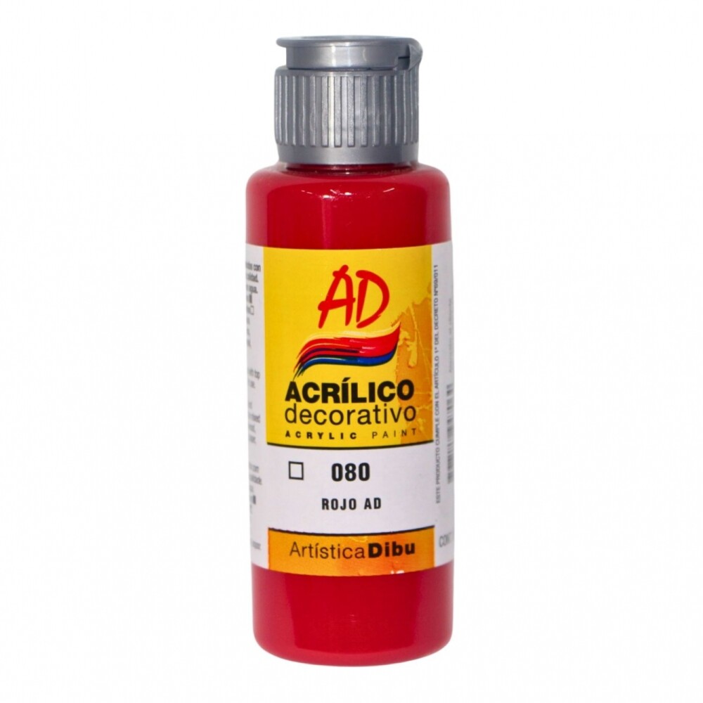 PINTURA ACRILICA ARTISTICA DIBU 60 ML. DIFERENTES COLORES COLOR ROJO AD 080