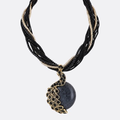 Collar Mujer Pavo Real Varios Colores Negro