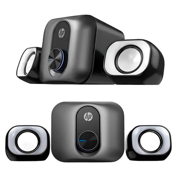 Mini Home Theater 2.1 Hp Parlantes + Subwoofer Plug Jack Led Color Gris