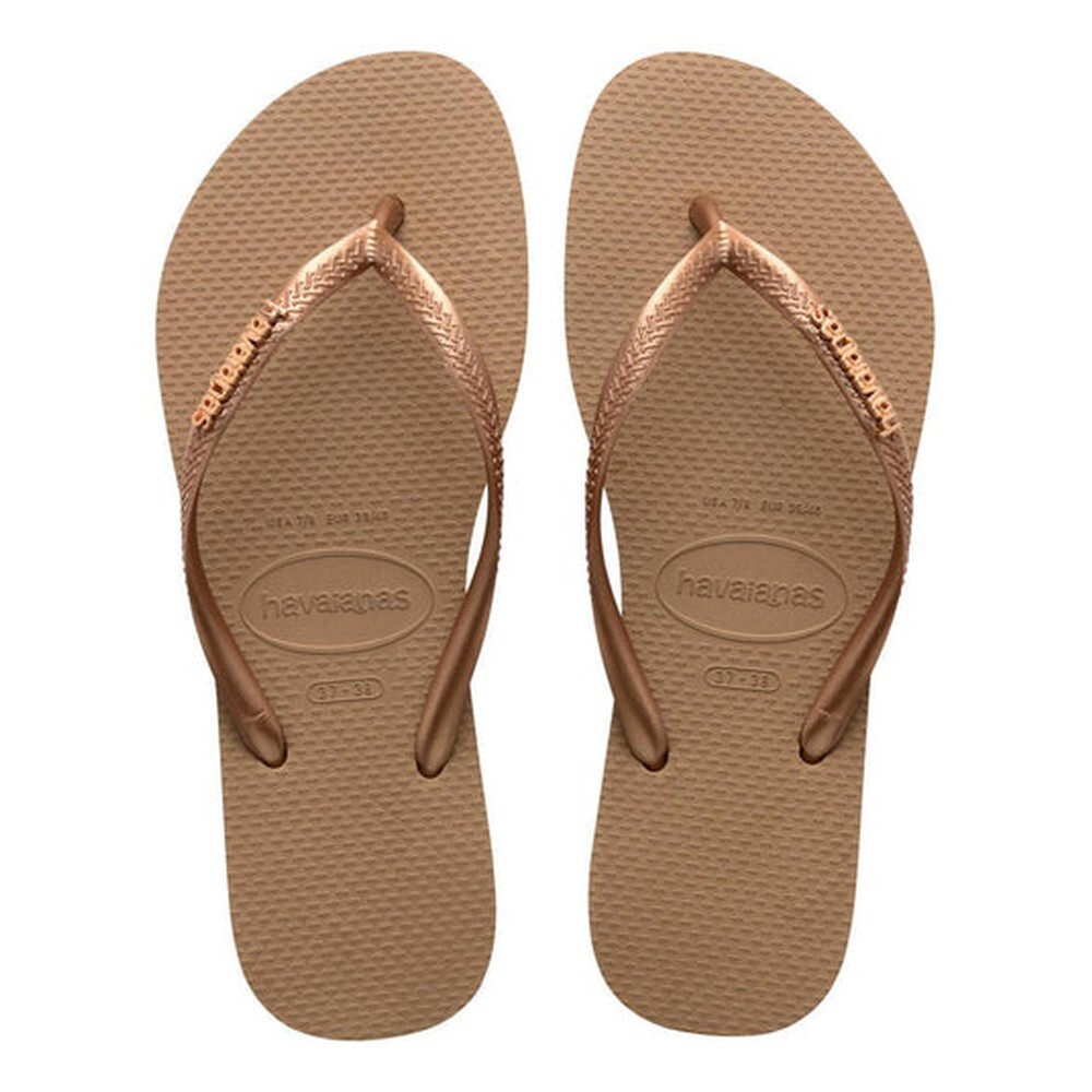 Sandalias Havaianas Slim Logo Metallic Mujer Rose Gold