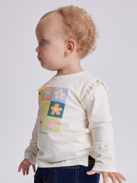Remera manga larga Flores Crudo