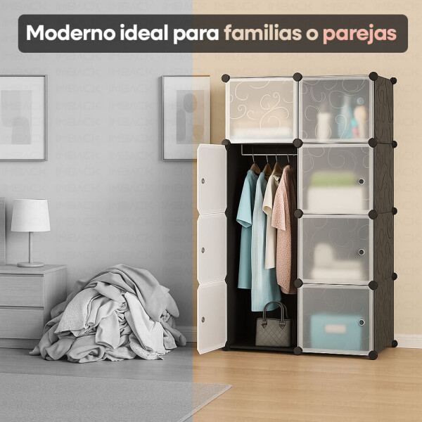 Ropero Armario Placard IMBACK IBK-PLC011 | Modular con 3 Pisos y Puertas, Compacto, Resistente y Moderno Negro Ropero Armario Placard IMBACK IBK-PLC011 | Modular con 3 Pisos y Puertas, Compacto, Resistente y Moderno Negro