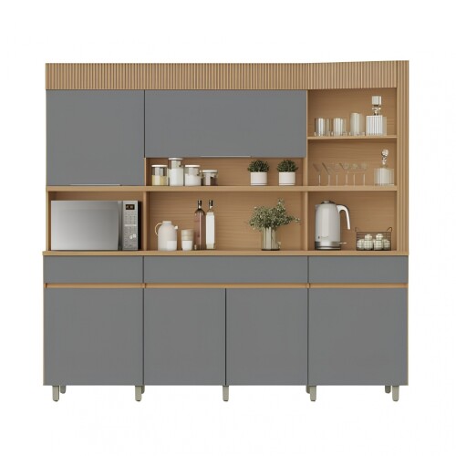 Mueble Modular 4 Cuerpos REALEZA Marron/Gris Oscuro