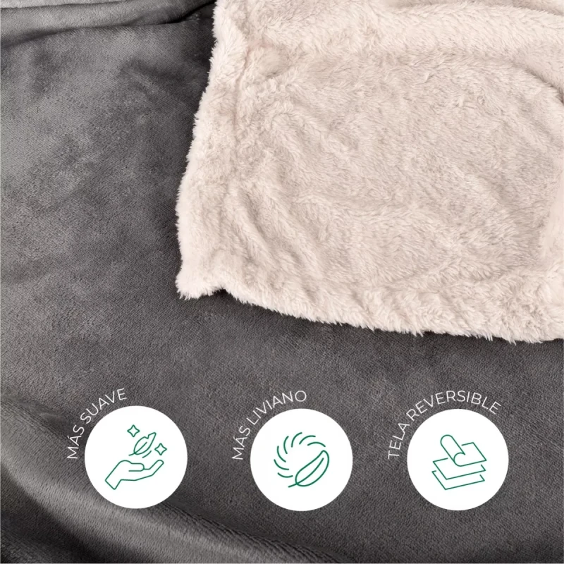 Frazada Reversible Polar Sherpa 1 Plaza 150x200 - Gris oscuro Frazada Reversible Polar Sherpa 1 Plaza 150x200 - Gris oscuro