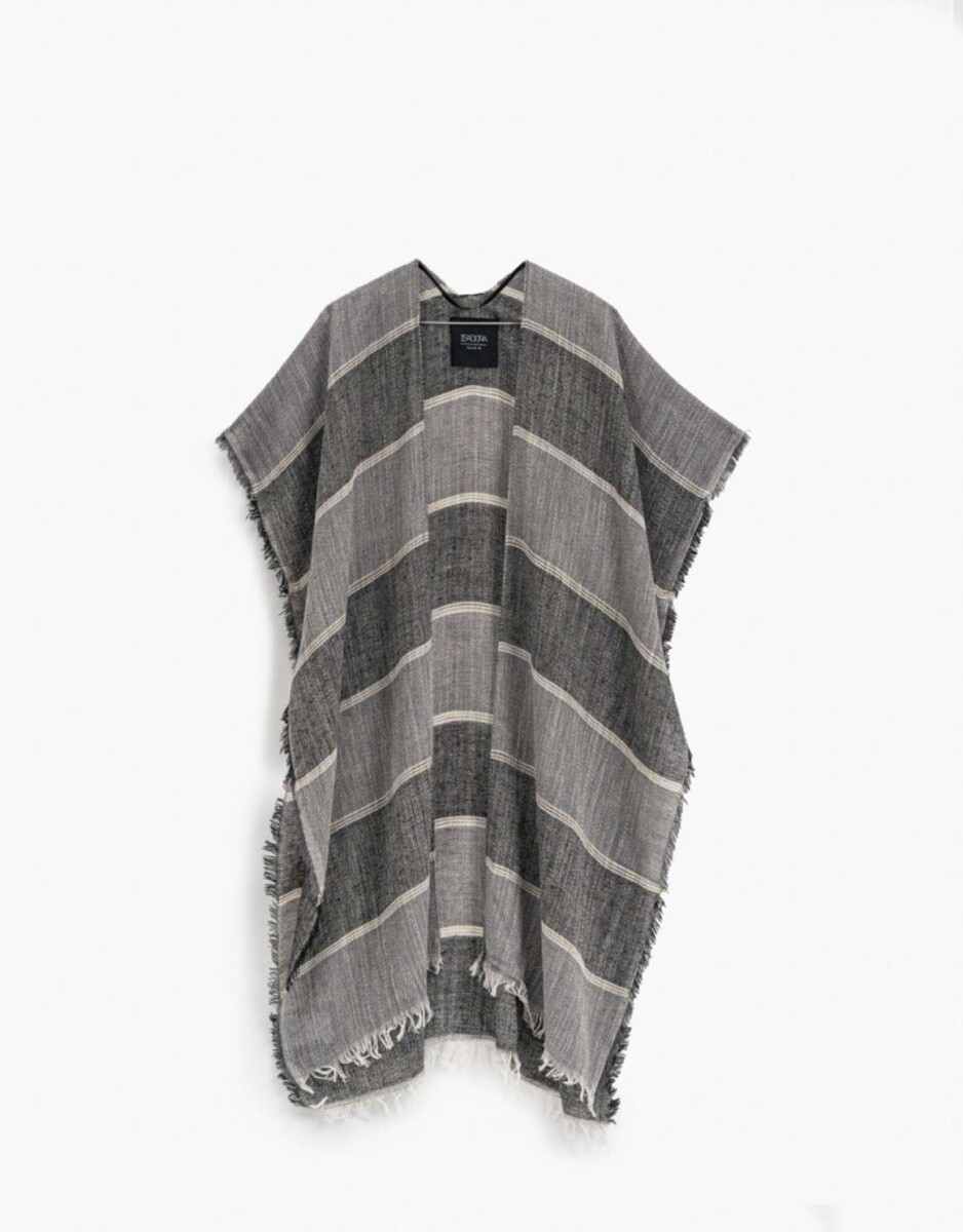 Kimono Rayado Con Desflecado - Combinacion Multicolor 