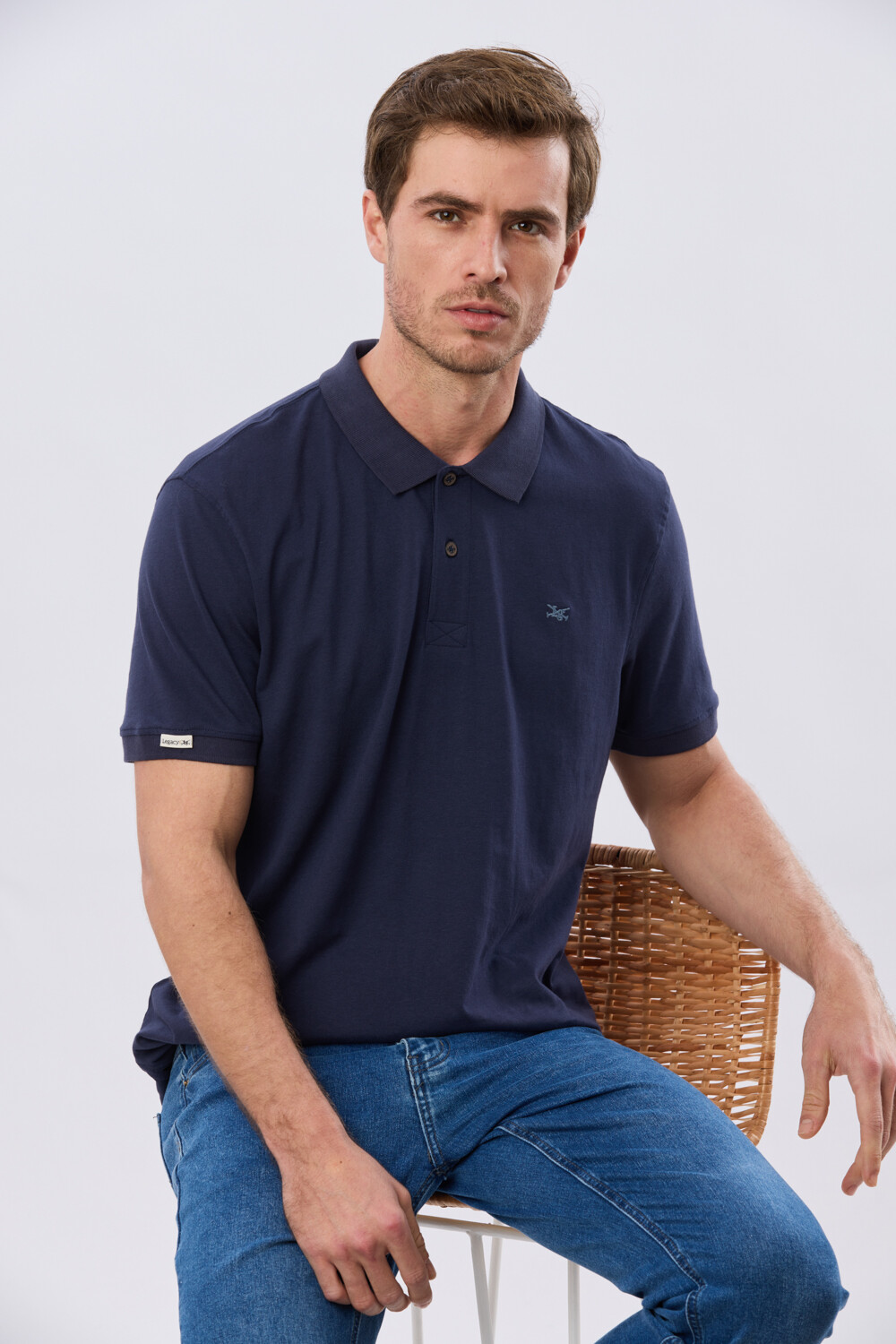 REMERA POLO LISA JERSEY Azul Oscuro