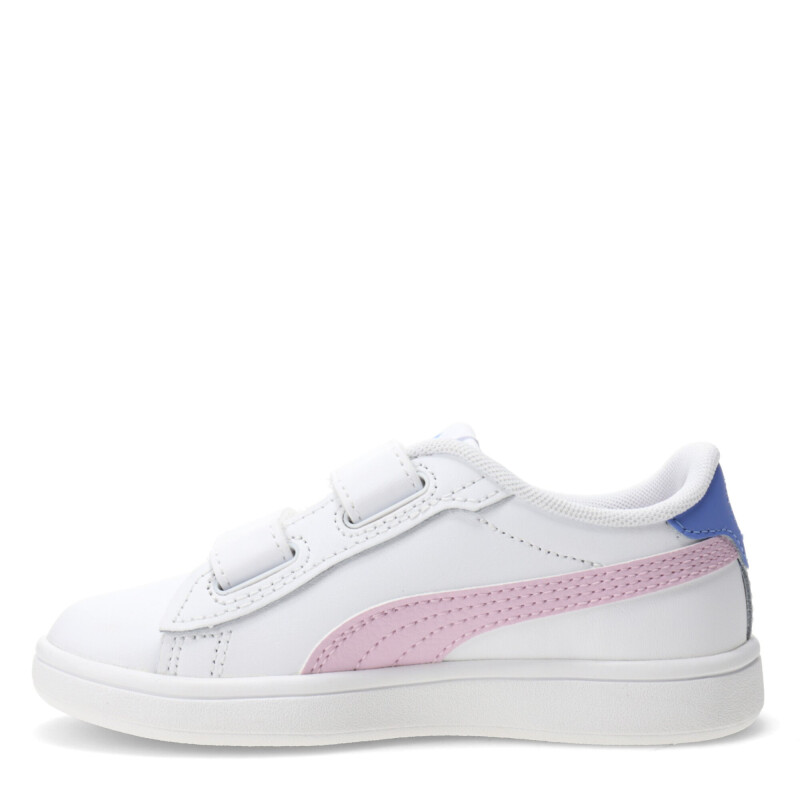 Championes Infantiles Puma Smash 3.0 Leather Blanco - Rosa - Violeta Lavanda