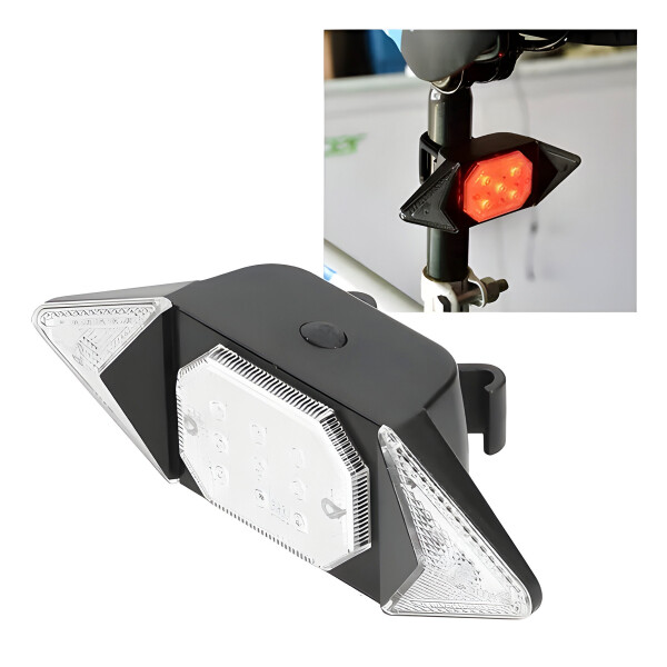 Luces Señaleros LED Recargable Control Remoto Bicicleta Mono Color Negro
