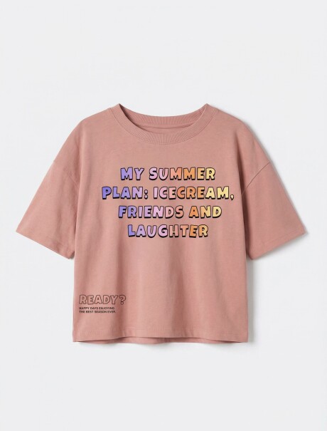 CAMISETA MANGA CORTA ESTAMPADA ROSA