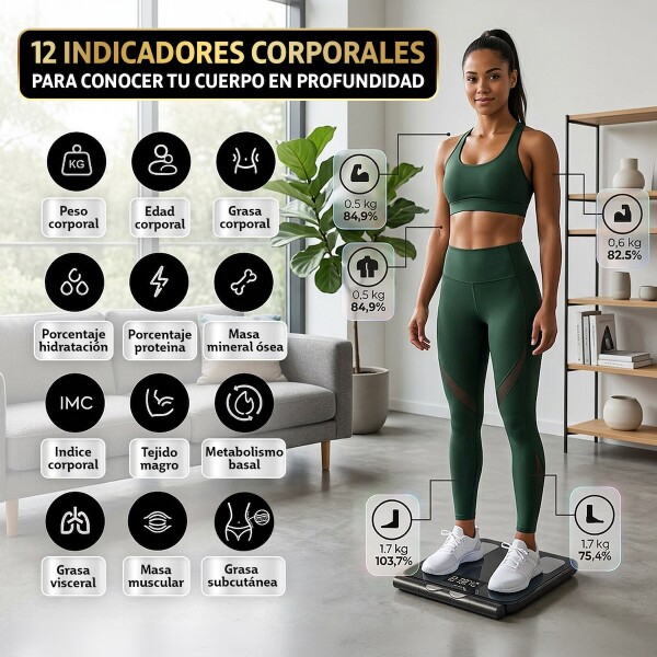 Balanza Digital Bluetooth Baño Bioimpedancia Masa Corporal 8 electrodos CLEMUR Color Negro Balanza Digital Bluetooth Baño Bioimpedancia Masa Corporal 8 electrodos CLEMUR Color Negro