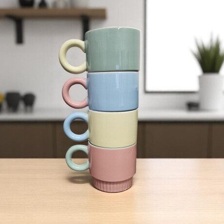 Taza Bicolor de Cerámica Celeste