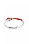 PULSERA SEMIRÍGIDA DE ALEACIÓN DE METALES BAÑADA EN PLATA DE LEY CON CUERO CORAL Pulsera