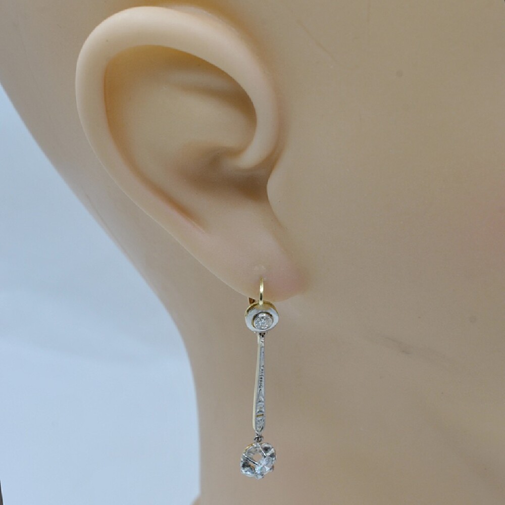 Caravanas Antiguas En Oro 18K Y Brillantes Caravanas Antiguas En Oro 18K Y Brillantes