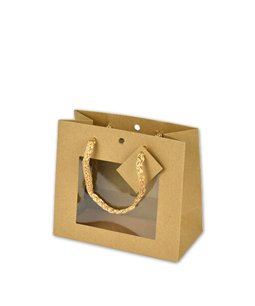 BOLSA CON VENTANA 16x08x14 cm MADERA