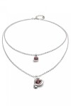 COLGANTE BAÑADO EN PLATA DE LEY CON DOBLE CADENA Y CORAZONES CON CRISTAL ROSA Colgante