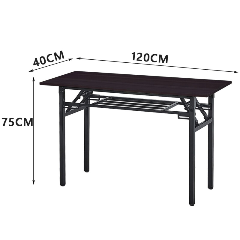 Escritorio con Base Plegable y Estante de 120x40cm Marrón