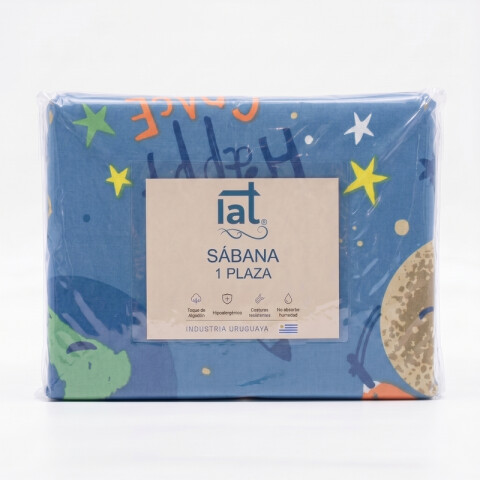 Juego De Sabanas 1 Plaza Toque Algodón Sommier Infantil - Espacial Juego De Sabanas 1 Plaza Toque Algodón Sommier Infantil - Espacial