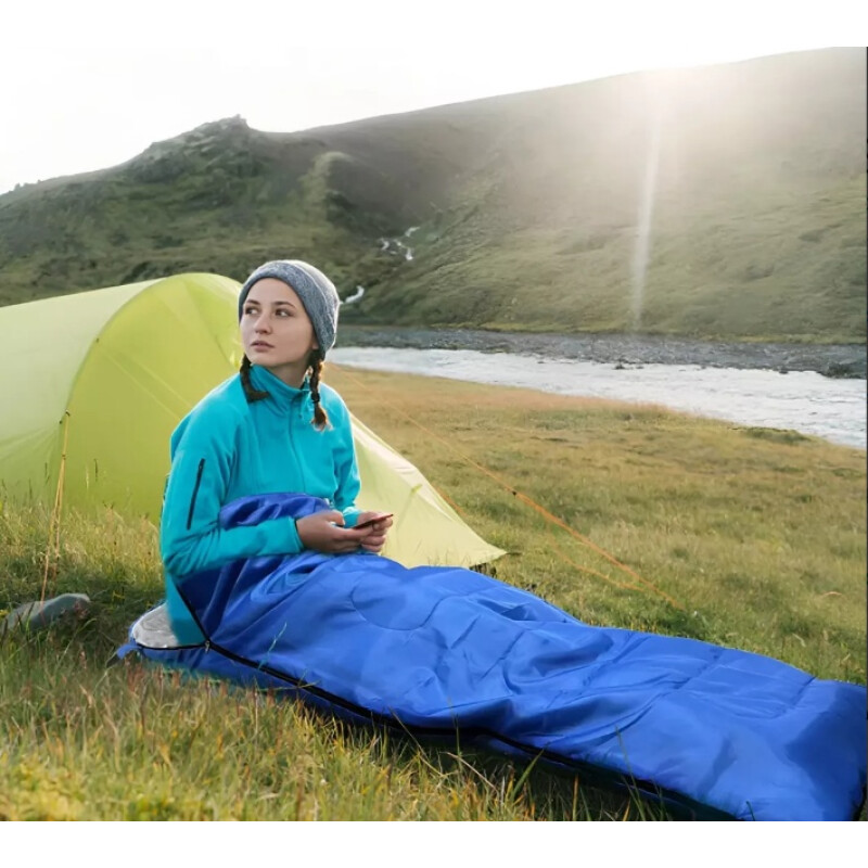 Saco De Dormir Con Capucha Azul