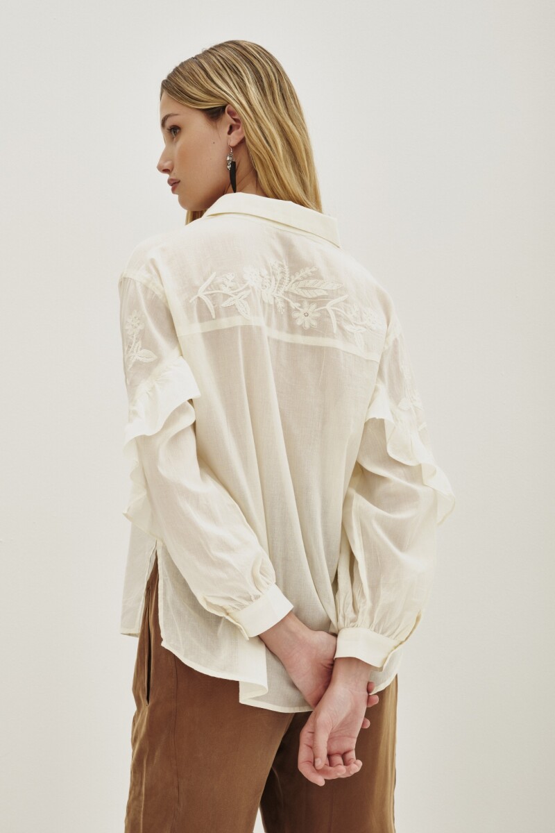 Camisa Frills Flowers Crudo