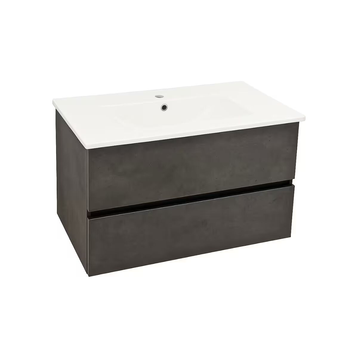 Mueble De Baño Suspendido Gris Oscuro 80 Cm Con Bacha De Loza 