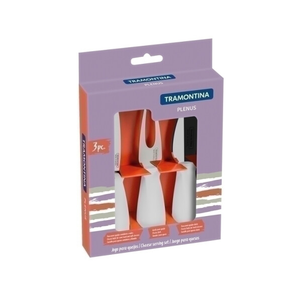Juego de 3 utensilios color blanco para queso, PLENUS -TRAMONTINA TN9723