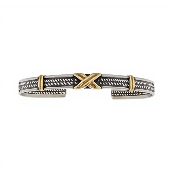 Brazalete Cruz-Plata y Oro-Sin piedra- BR5001 sinpiedra