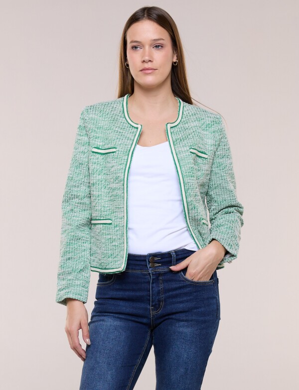 Chaqueta Tweed Con Pasamanería VERDE/MULTI