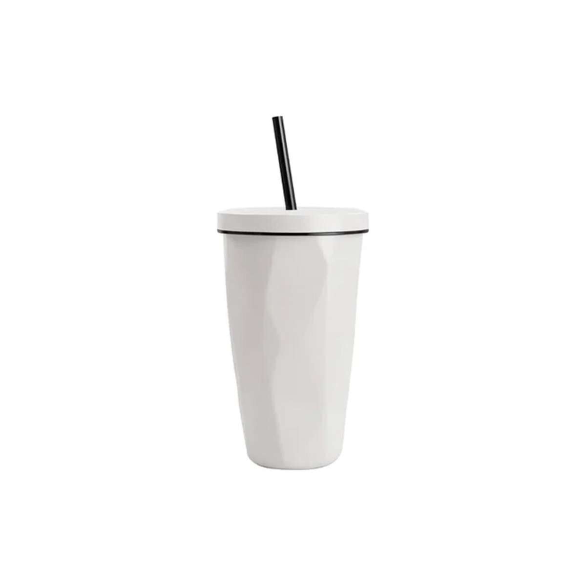 Vaso facetado térmico con sorbito - Blanco 