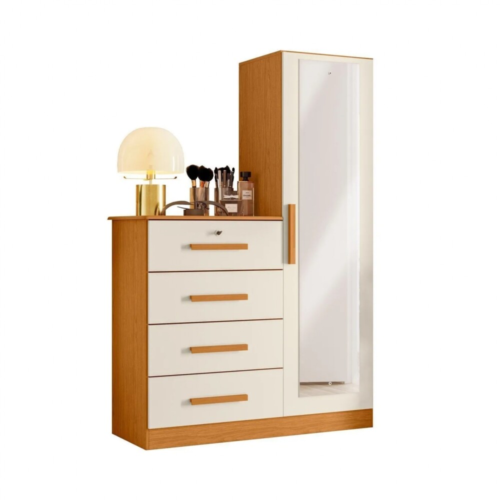 Cómoda 1 puerta 4 Cajones - Belize Plus Marron y Beige