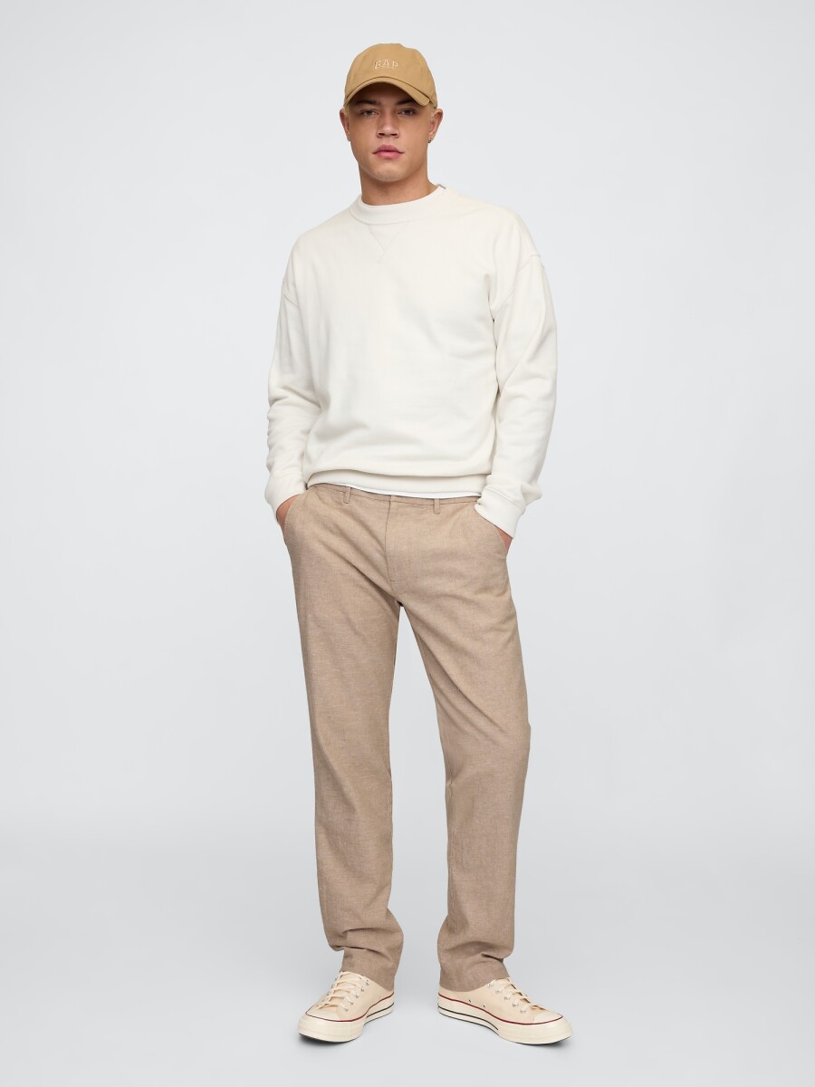 Pantalón De Lino Straight Hombre - Khaki 