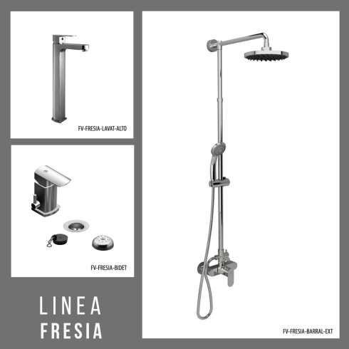 Juego De Griferia Completo, Incluye Barral De Ducha, Lavatorio Alto Y Bidet Linea Fresia Fv 000