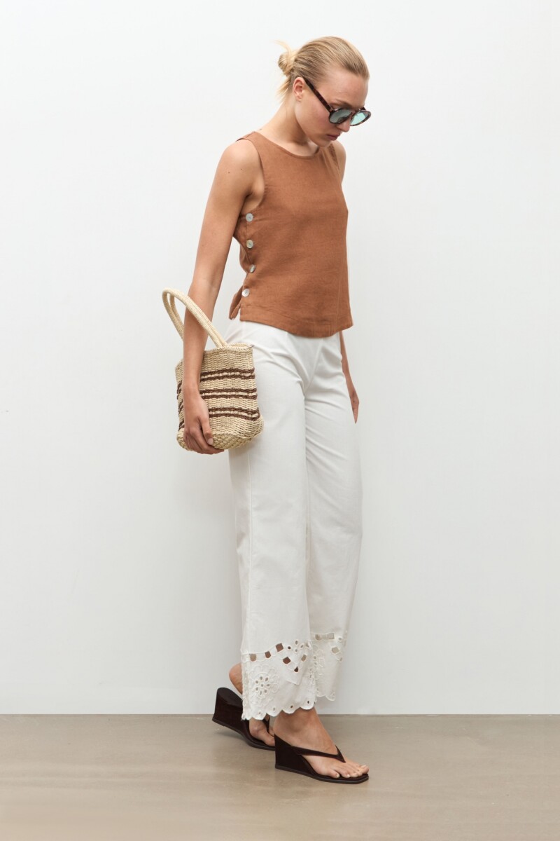 Blusa 100% Lino - camel 